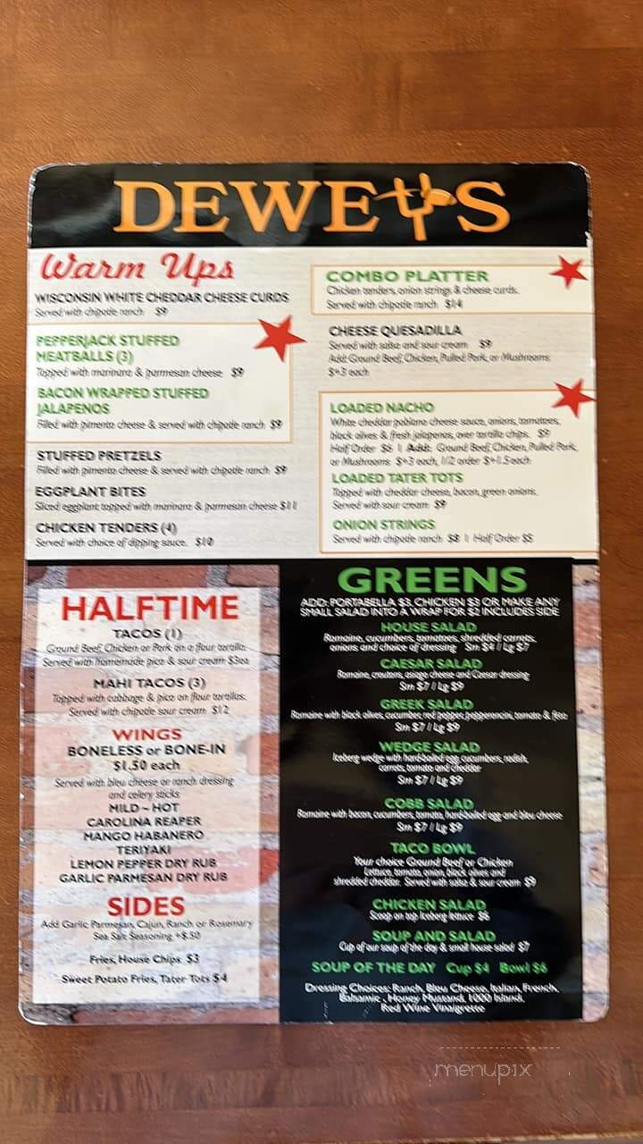 Dewey's Restaurant & Sports Bar - Racine, WI menu_pic