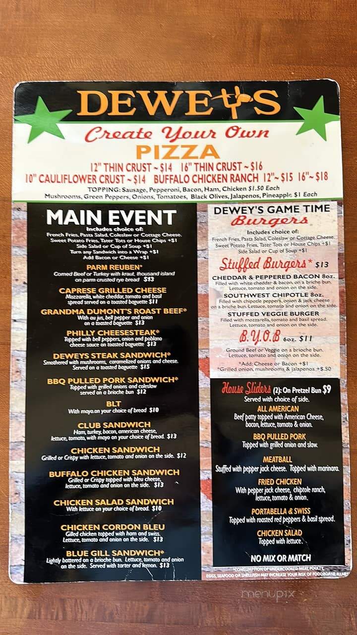 Dewey's Restaurant & Sports Bar - Racine, WI menu_pic