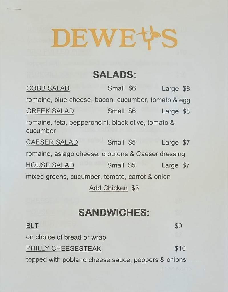 Dewey's Restaurant & Sports Bar - Racine, WI menu_pic