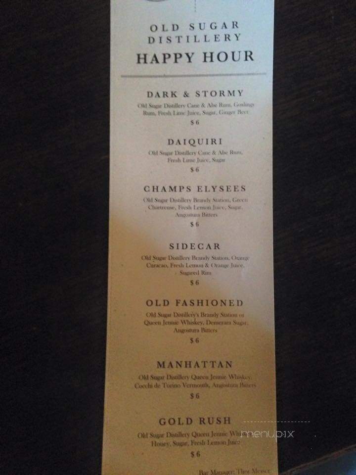Old Sugar Distillery - Madison, WI menu_pic