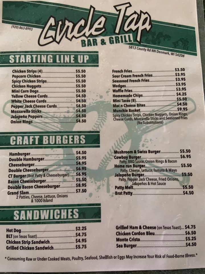 Circle Tap - Denmark, WI menu_pic