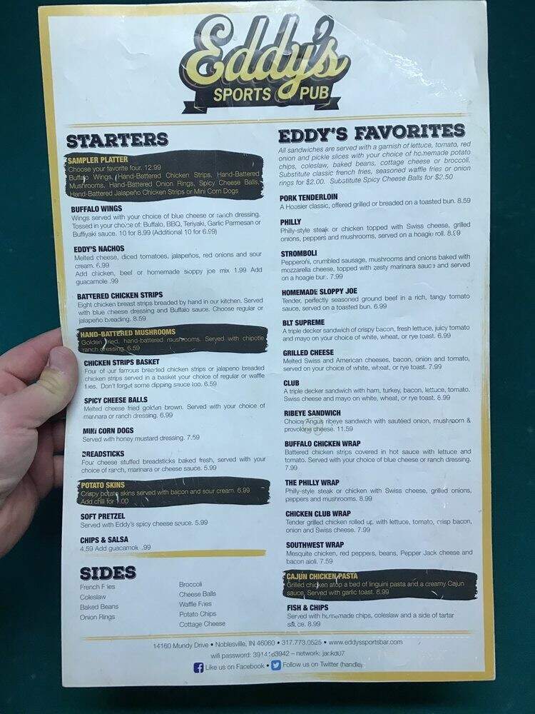 Eddy's Sports Pub - Noblesville, IN menu_pic