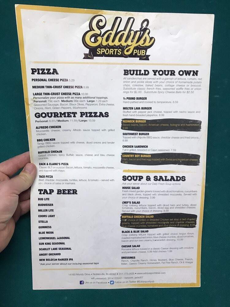 Eddy's Sports Pub - Noblesville, IN menu_pic