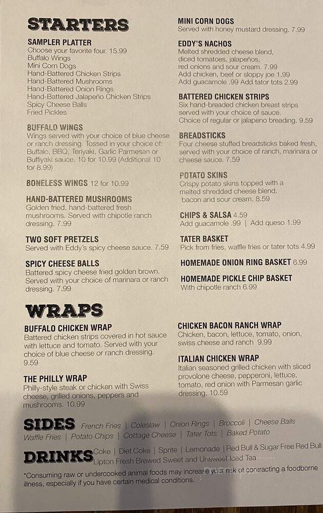 Eddy's Sports Pub - Noblesville, IN menu_pic