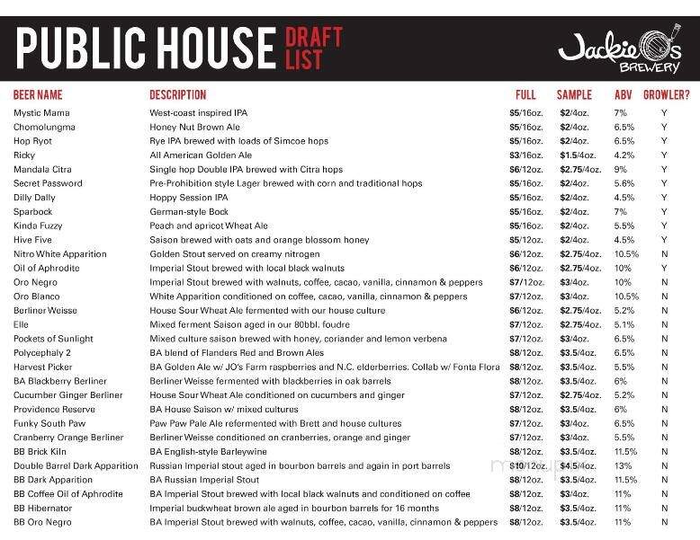 Jackie O's - Athens, OH menu_pic