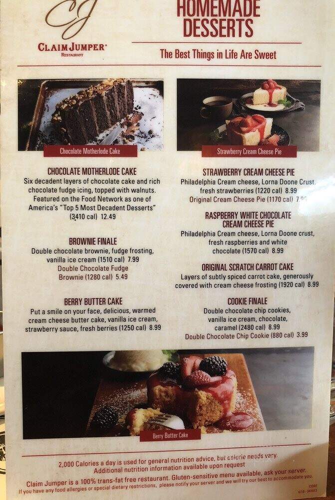 Claim Jumper - Lombard, IL menu_pic
