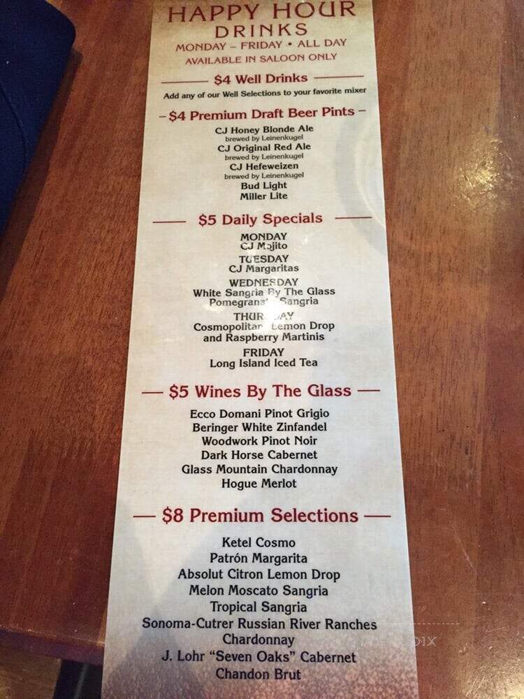 Claim Jumper - Lombard, IL menu_pic