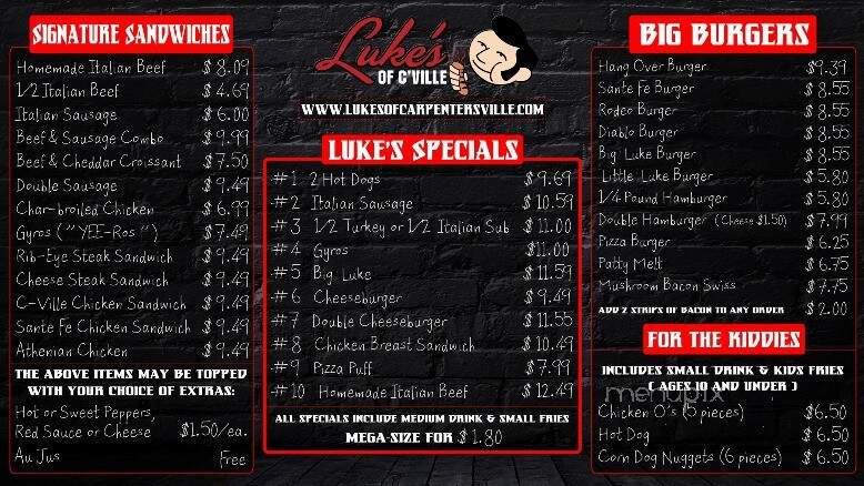 Luke's - Carpentersville, IL menu_pic