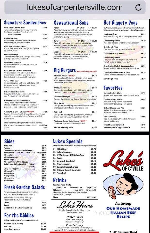 Luke's - Carpentersville, IL menu_pic