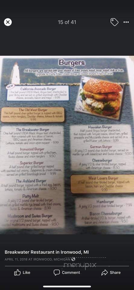 Breakwater - Ironwood, MI menu_pic