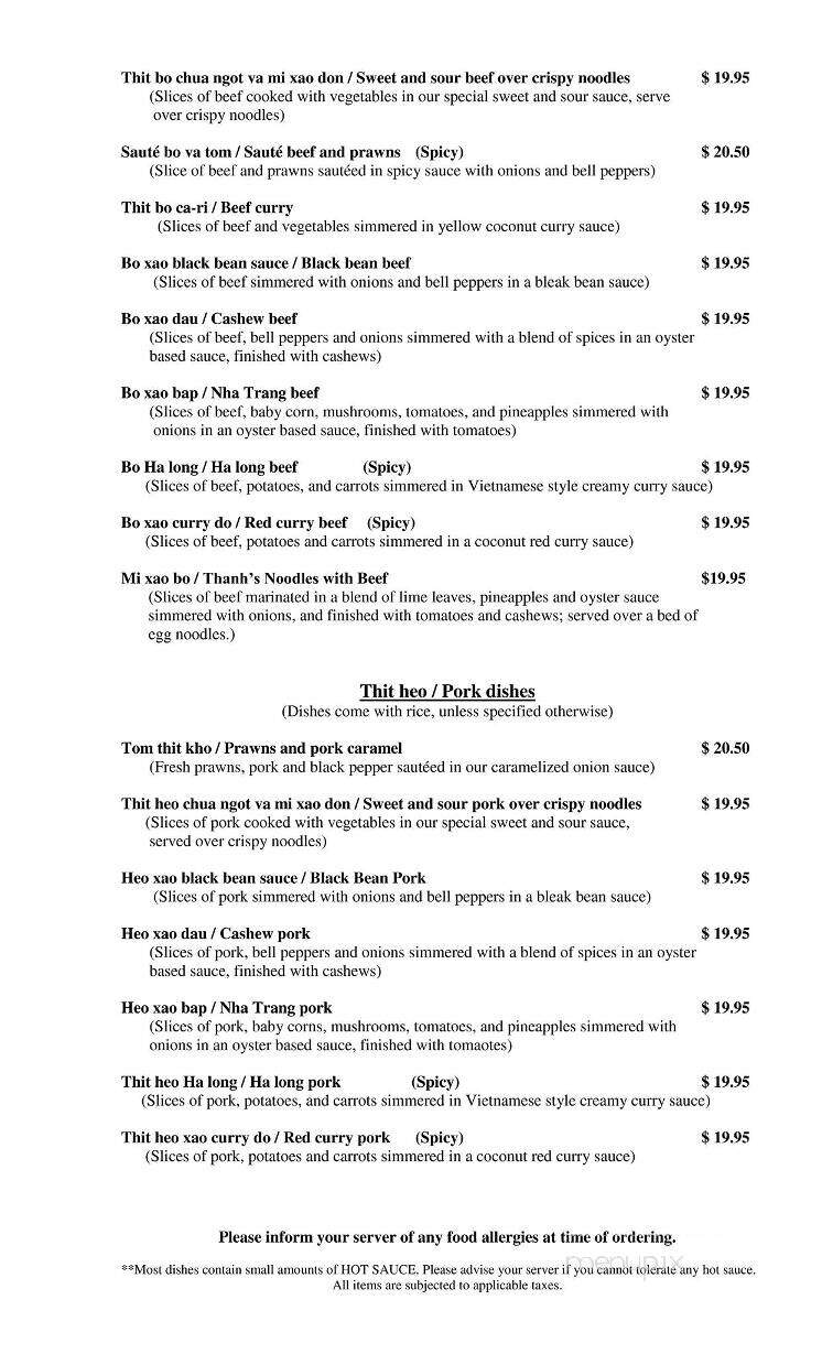 Thanh Vu Restaurant - Prince George, BC menu_pic