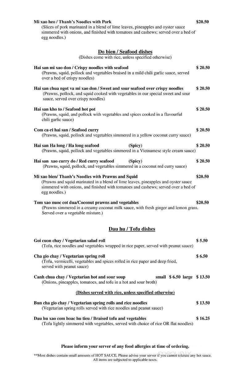 Thanh Vu Restaurant - Prince George, BC menu_pic