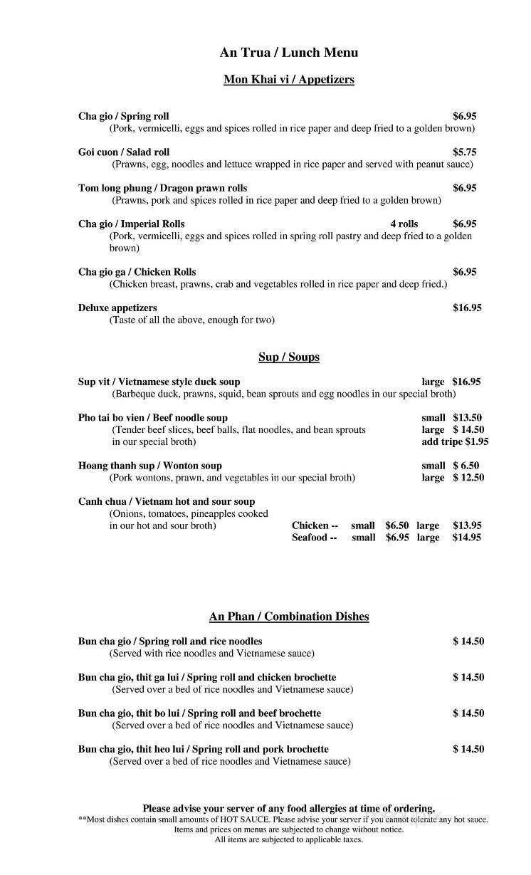 Thanh Vu Restaurant - Prince George, BC menu_pic