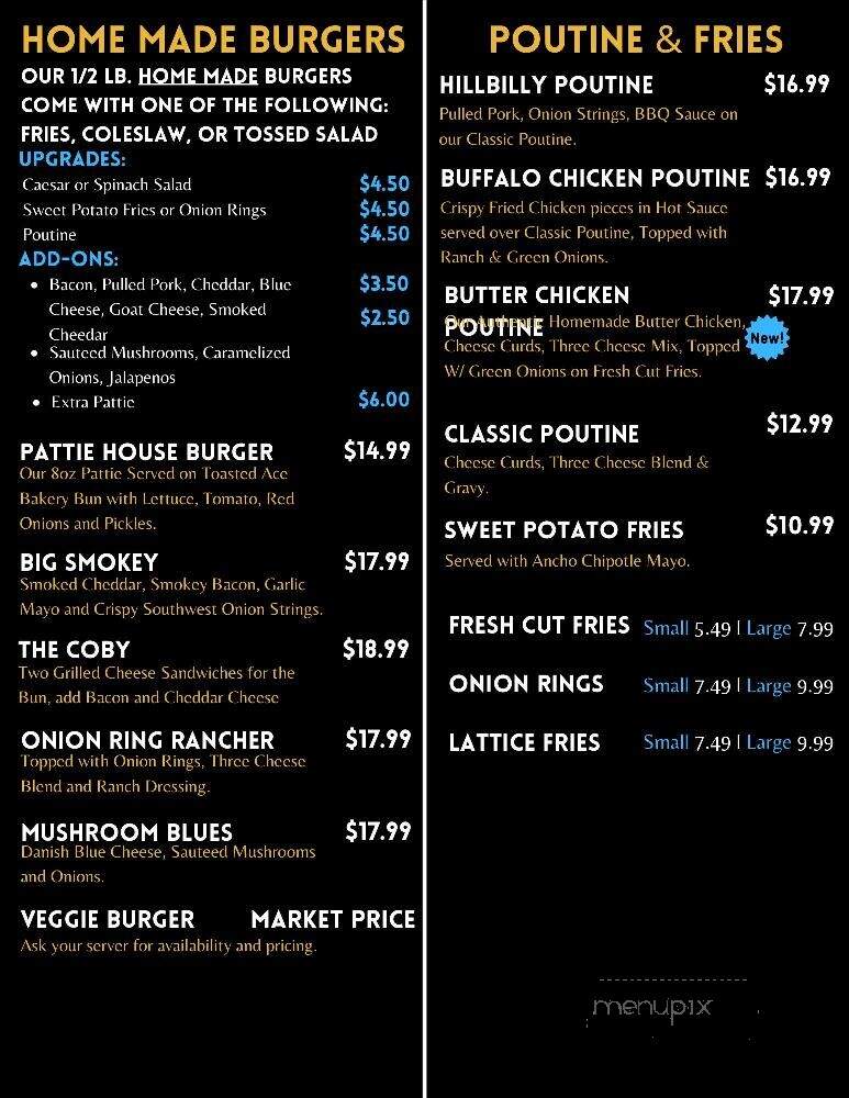Pattie House Family Restaurant & Tavern - Coboconk, ON menu_pic