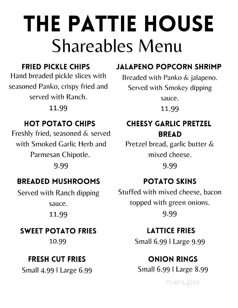 Pattie House Family Restaurant & Tavern - Coboconk, ON menu_pic