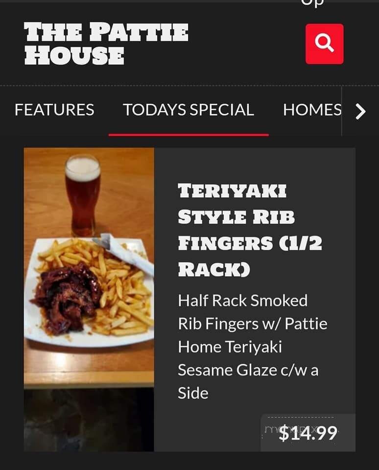 Pattie House Family Restaurant & Tavern - Coboconk, ON menu_pic