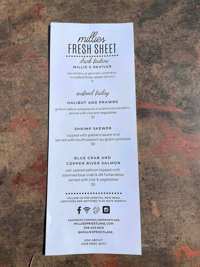 Millie's Cocktail Lounge - Priest River, ID menu_pic