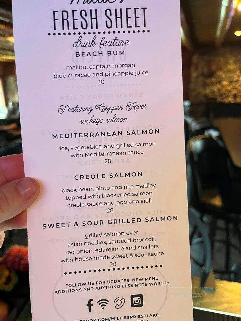 Millie's Cocktail Lounge - Priest River, ID menu_pic