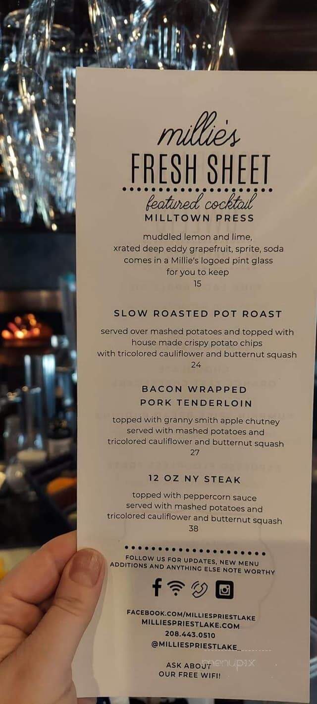 Millie's Cocktail Lounge - Priest River, ID menu_pic