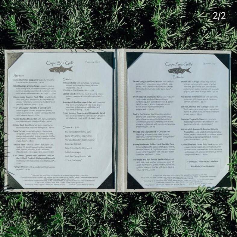 Cape Sea Grille - Harwich Port, MA menu_pic