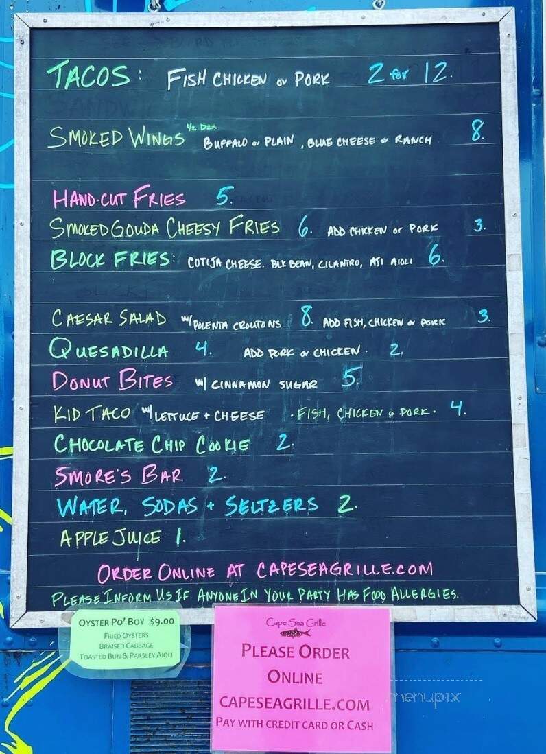Cape Sea Grille - Harwich Port, MA menu_pic