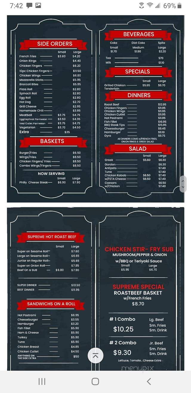 Supreme Roast Beef - Danvers, MA menu_pic