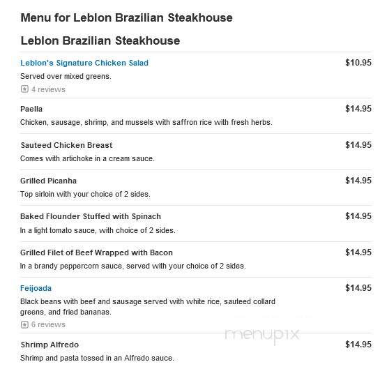 Leblon Brazilian Steakhouse - Greensboro, NC menu_pic