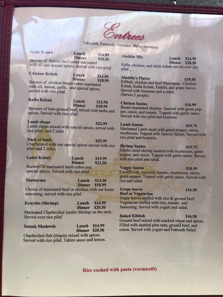 Aladdin Restaurant - Reading, PA menu_pic