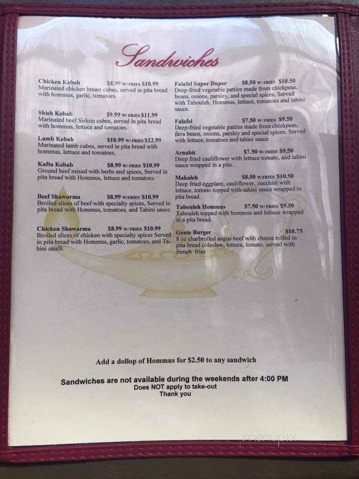 Aladdin Restaurant - Reading, PA menu_pic