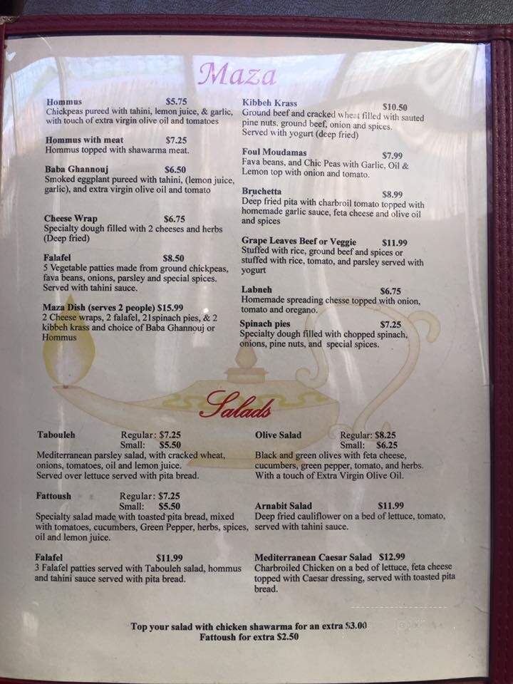 Aladdin Restaurant - Reading, PA menu_pic