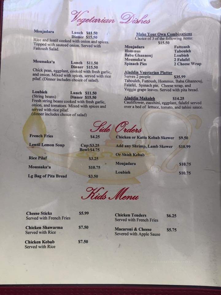 Aladdin Restaurant - Reading, PA menu_pic