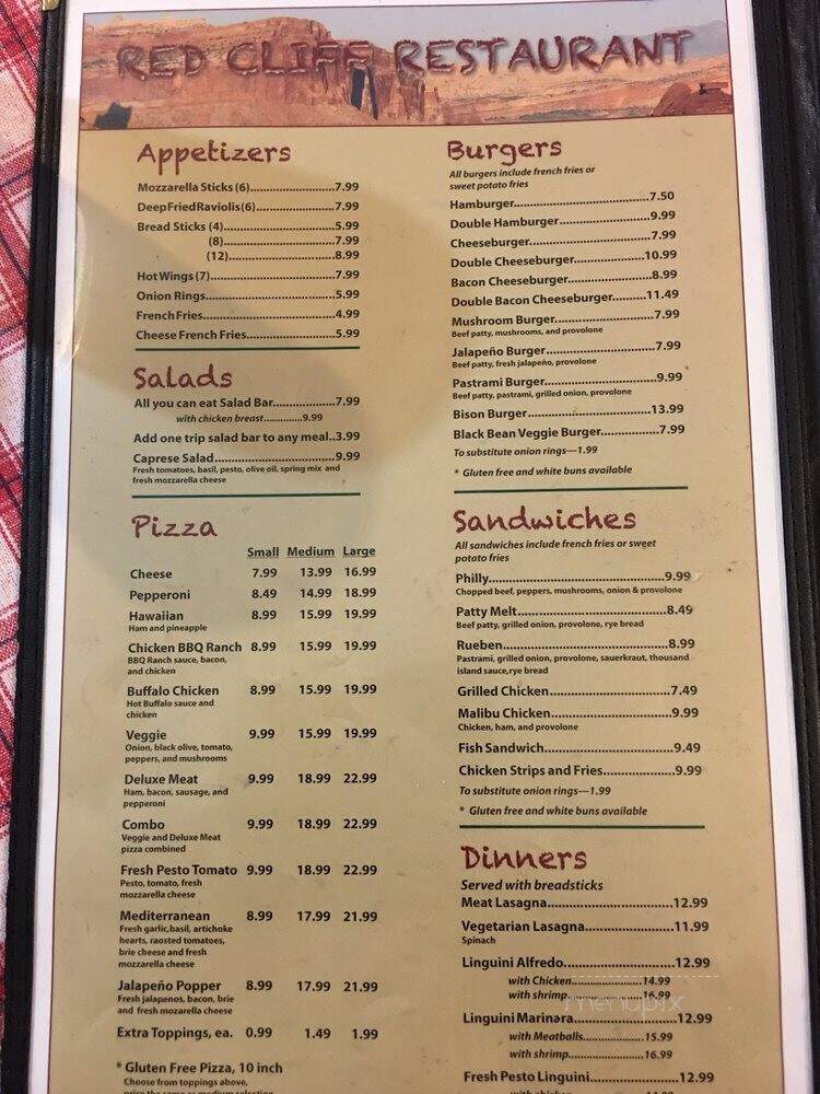 Red Cliffs Restaurant - Torrey, UT menu_pic