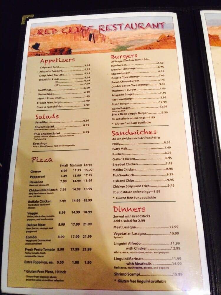Red Cliffs Restaurant - Torrey, UT menu_pic