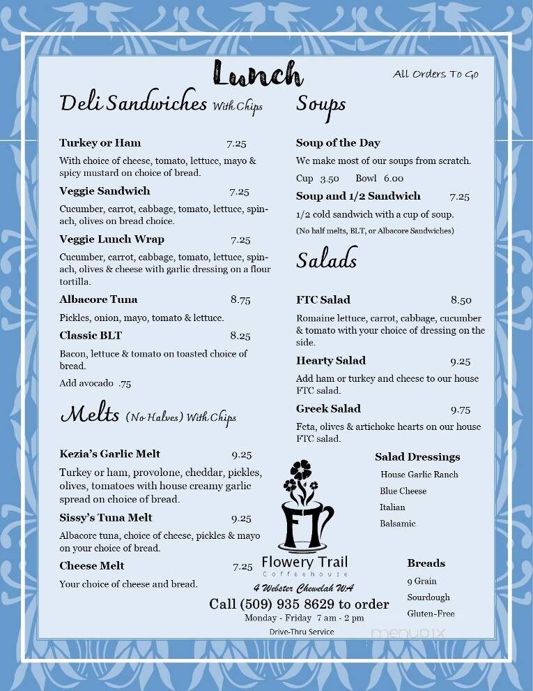 Flowery Trail Coffeehouse - Chewelah, WA menu_pic