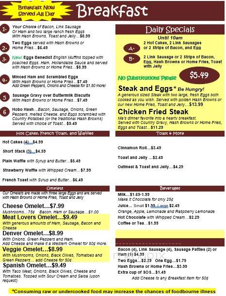 Ma's Place Restaurant - Puyallup, WA menu_pic