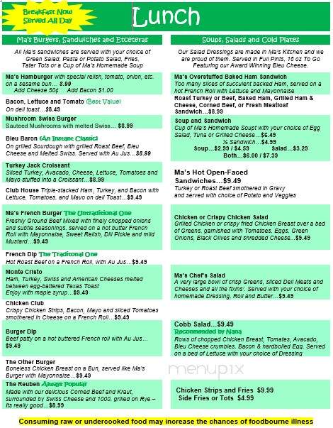 Ma's Place Restaurant - Puyallup, WA menu_pic