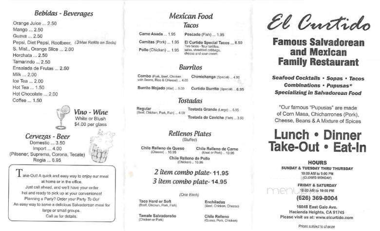 El Curtido - Hacienda Heights, CA menu_pic