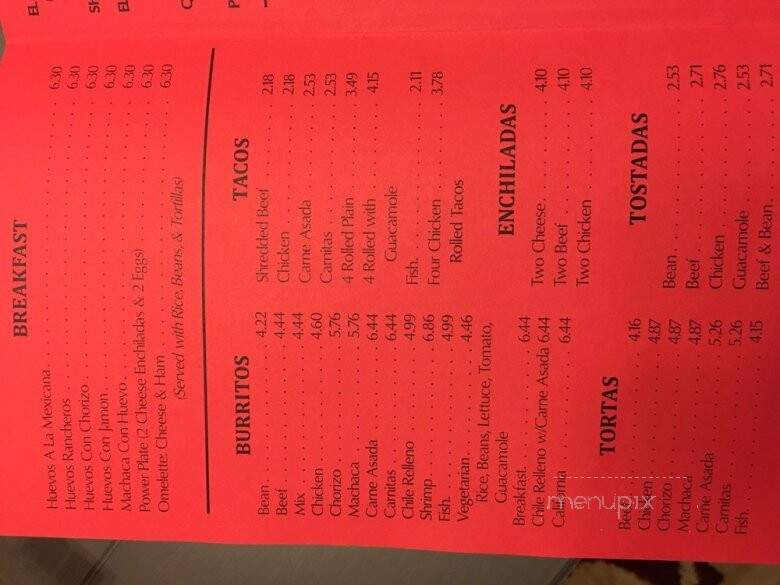 El Azteca Taco Shop - La Mesa, CA menu_pic