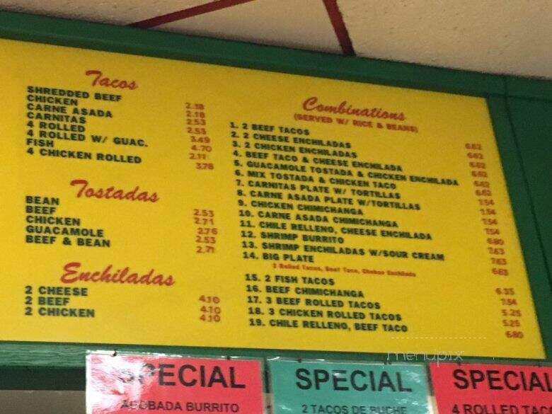 El Azteca Taco Shop - La Mesa, CA menu_pic