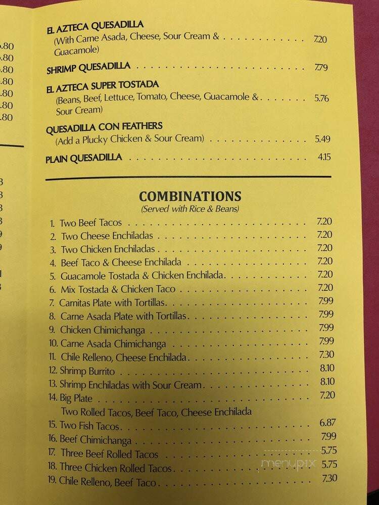 El Azteca Taco Shop - La Mesa, CA menu_pic
