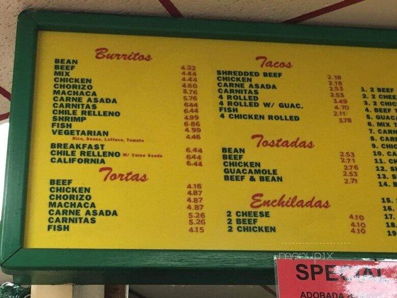 El Azteca Taco Shop - La Mesa, CA menu_pic
