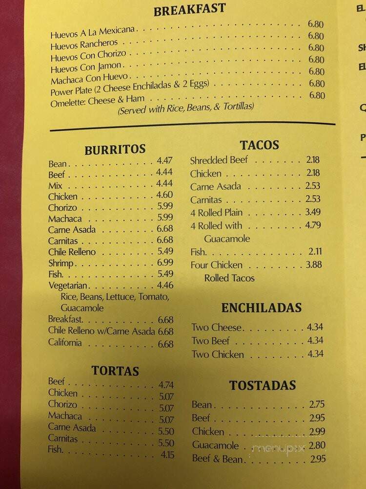 El Azteca Taco Shop - La Mesa, CA menu_pic