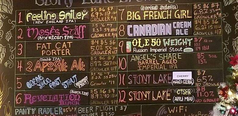 Stony Lake Brewing Co - Saline, MI menu_pic