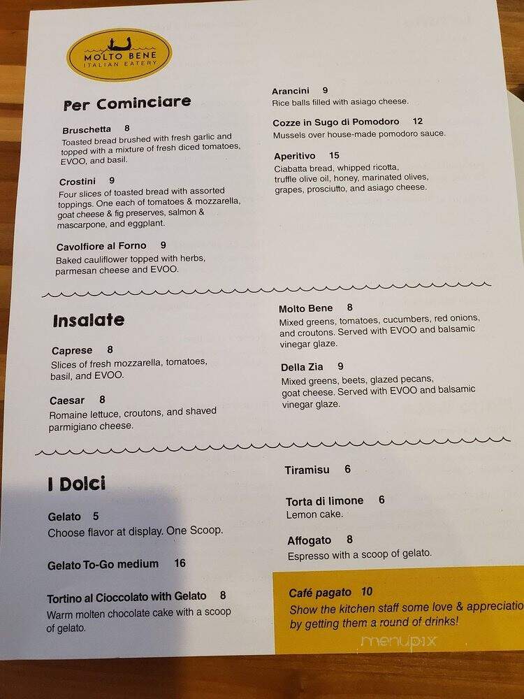 Molto Bene Italian Eatery - Lakewood, OH menu_pic