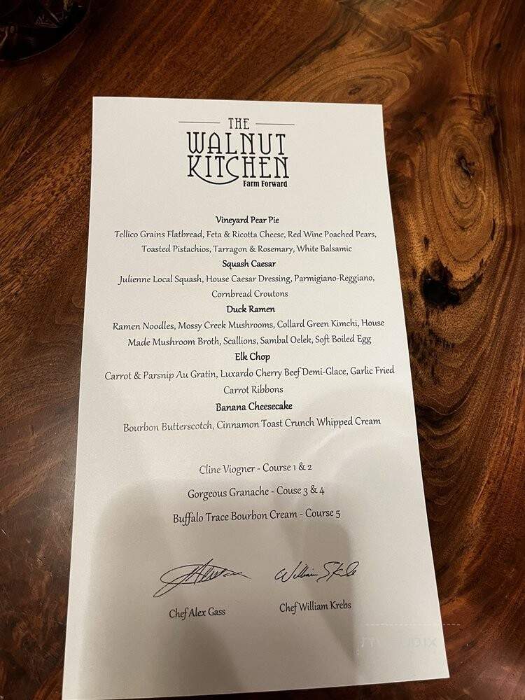 Walnut Kitchen - Maryville, TN menu_pic