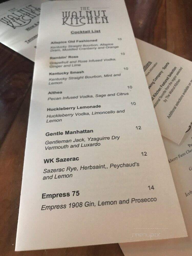 Walnut Kitchen - Maryville, TN menu_pic