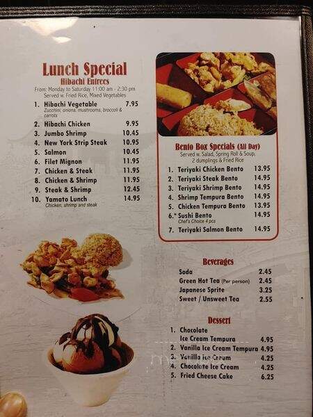 Yamato Steak House of Japan - Opelousas, LA menu_pic