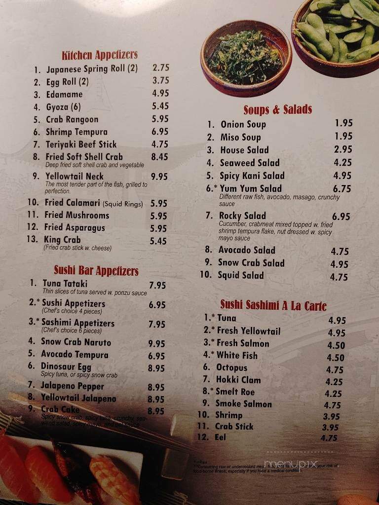 Yamato Steak House of Japan - Opelousas, LA menu_pic