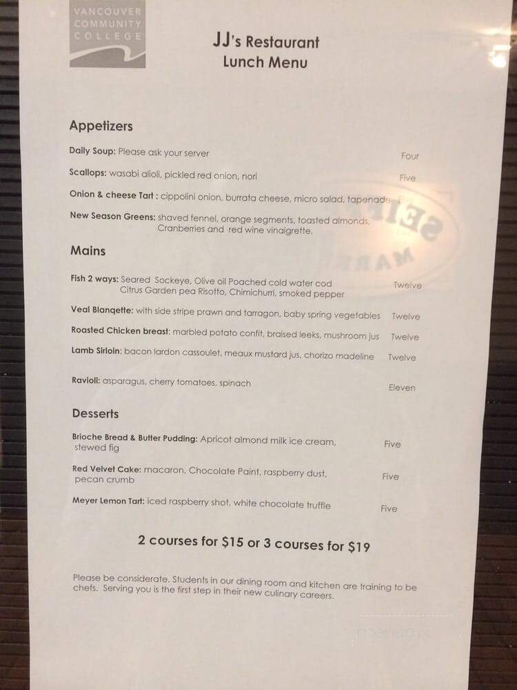 VCC Cafeteria - Vancouver, BC menu_pic