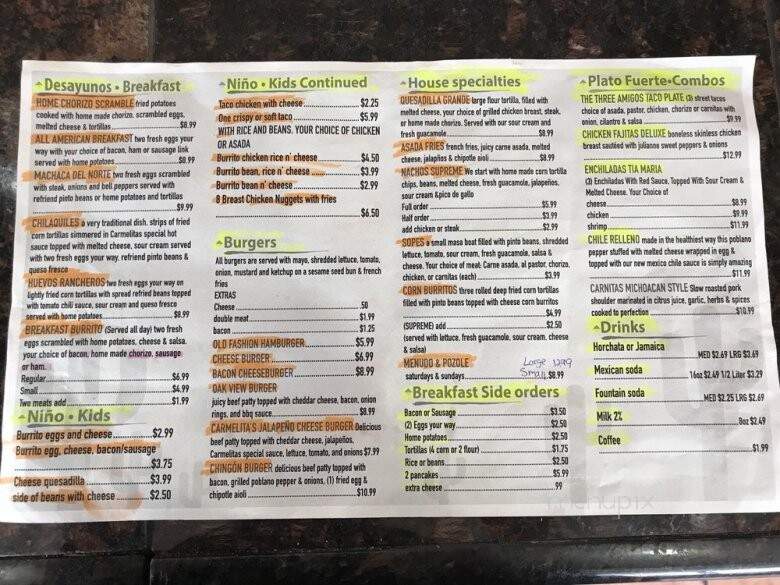 Carmelitas's Mexican Food - Oak View, CA menu_pic